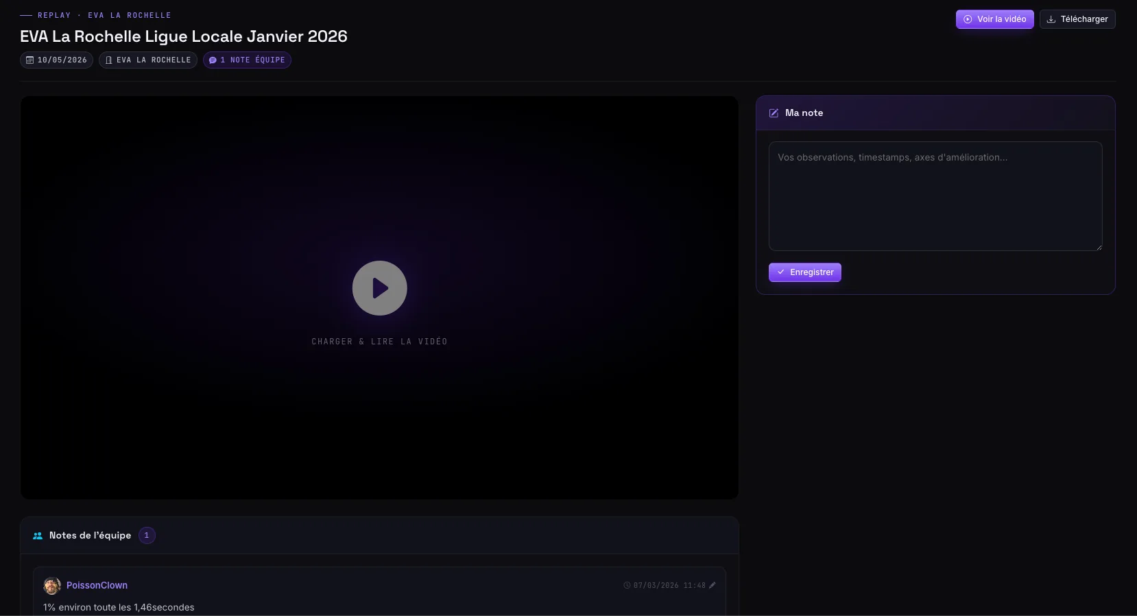 Aperçu d'un replay annoté